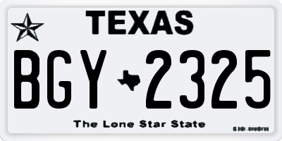 TX license plate BGY2325