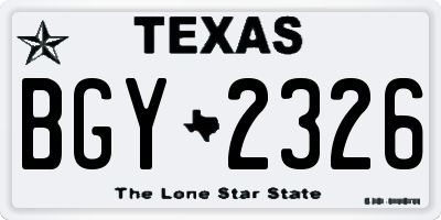 TX license plate BGY2326