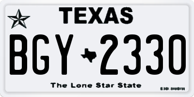 TX license plate BGY2330