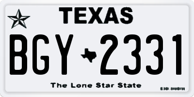 TX license plate BGY2331
