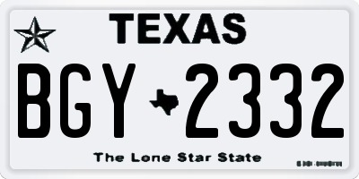 TX license plate BGY2332