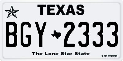 TX license plate BGY2333