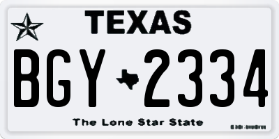 TX license plate BGY2334