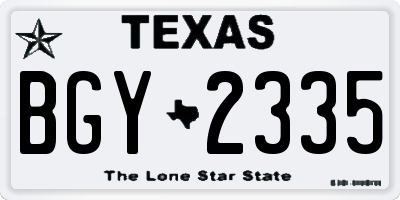 TX license plate BGY2335