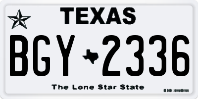 TX license plate BGY2336