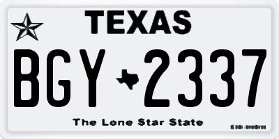 TX license plate BGY2337