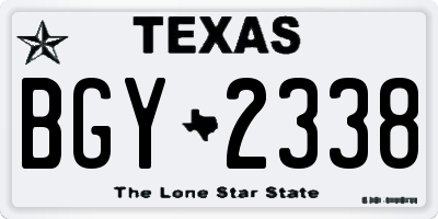 TX license plate BGY2338