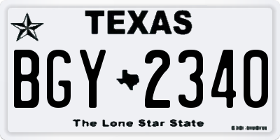 TX license plate BGY2340