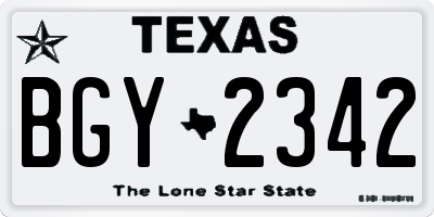 TX license plate BGY2342