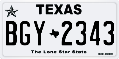 TX license plate BGY2343