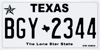 TX license plate BGY2344