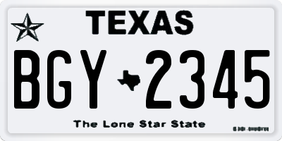 TX license plate BGY2345