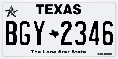 TX license plate BGY2346