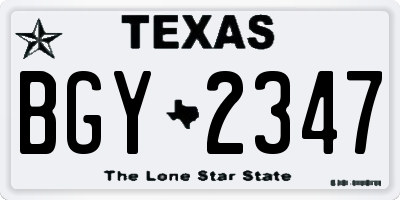 TX license plate BGY2347