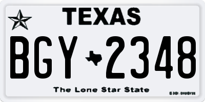 TX license plate BGY2348