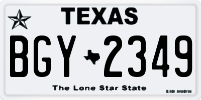 TX license plate BGY2349