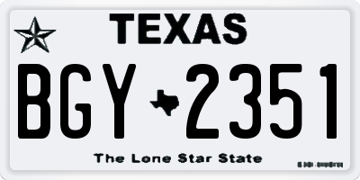 TX license plate BGY2351