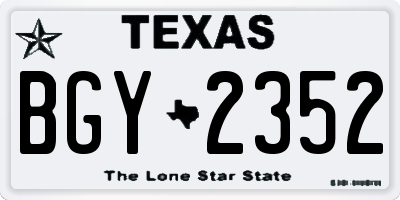 TX license plate BGY2352