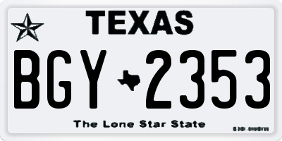 TX license plate BGY2353