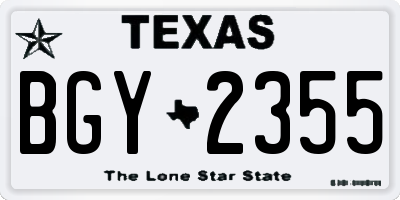 TX license plate BGY2355