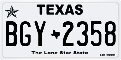 TX license plate BGY2358