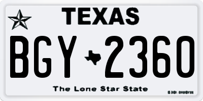 TX license plate BGY2360