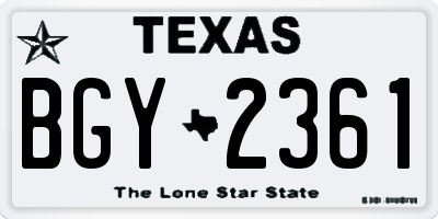 TX license plate BGY2361