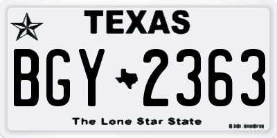 TX license plate BGY2363