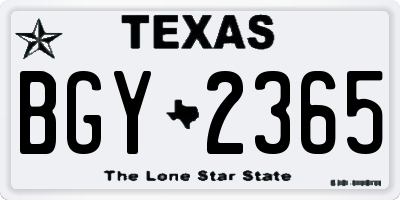 TX license plate BGY2365