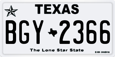 TX license plate BGY2366
