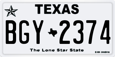 TX license plate BGY2374