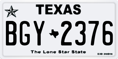 TX license plate BGY2376