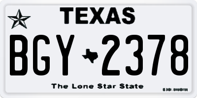 TX license plate BGY2378