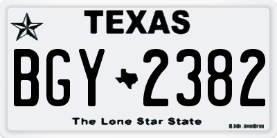 TX license plate BGY2382