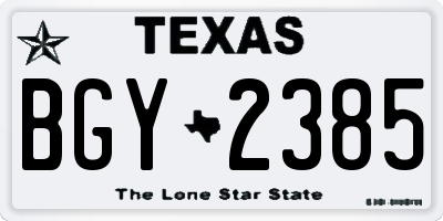TX license plate BGY2385