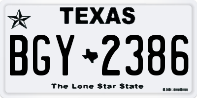 TX license plate BGY2386