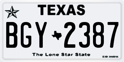 TX license plate BGY2387