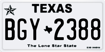 TX license plate BGY2388