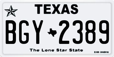 TX license plate BGY2389