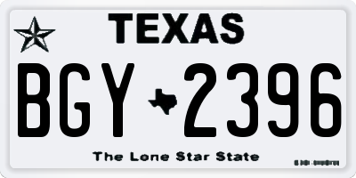 TX license plate BGY2396