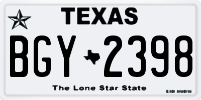 TX license plate BGY2398