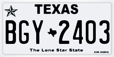 TX license plate BGY2403