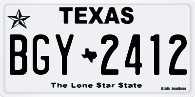 TX license plate BGY2412