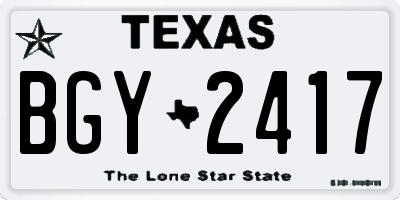 TX license plate BGY2417