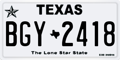 TX license plate BGY2418