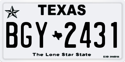 TX license plate BGY2431