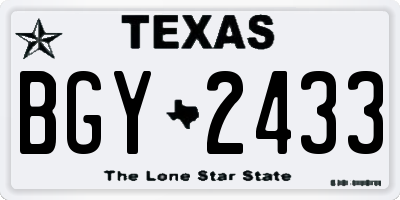 TX license plate BGY2433