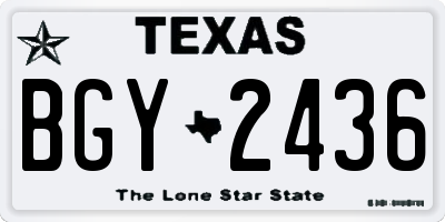 TX license plate BGY2436