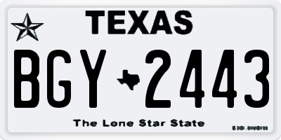 TX license plate BGY2443
