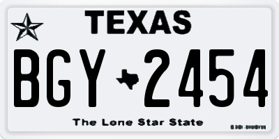 TX license plate BGY2454